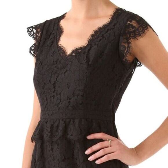 Joie Black Lace Mini Dress Cap Sleeve Coctail Party Size large / 10 - Picture 7 of 13